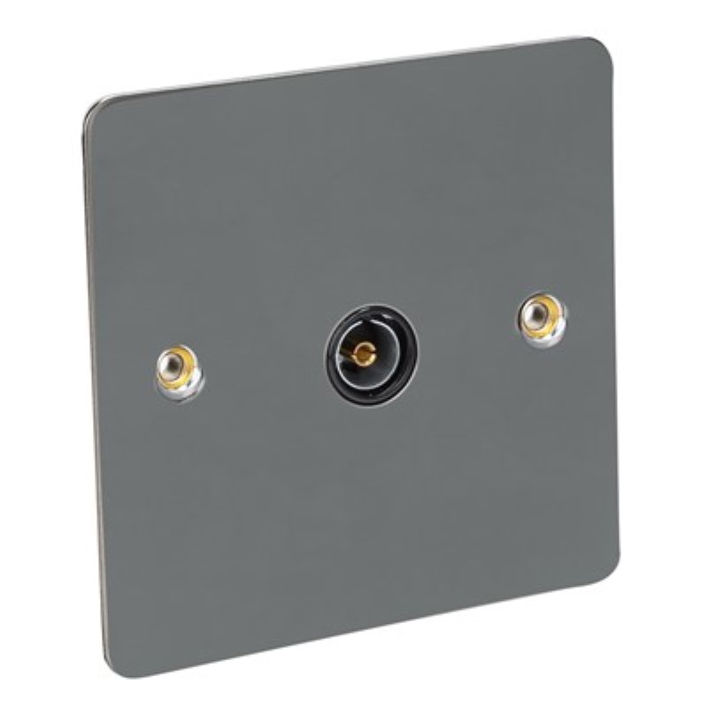 Flat Plate 1 Gang TV Socket - BS3041 *Black Nickel ** - Click Image to Close
